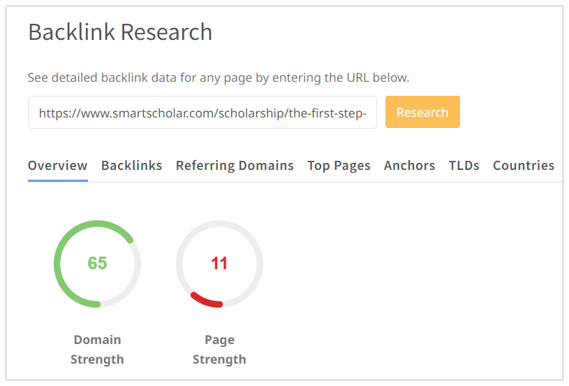 SmartScholar Domain ve Sayfa Gücü